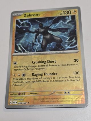 Pokemon Zekrom reverse holo rare card 066/182