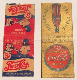 Pair of Vintage Coke and Pepsi Matchbook Covers