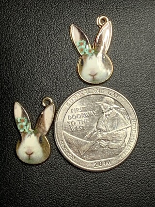 BUNNY/RABBIT FACE CHARMS~#15~SET OF 2 CHARMS~FREE SHIPPING!