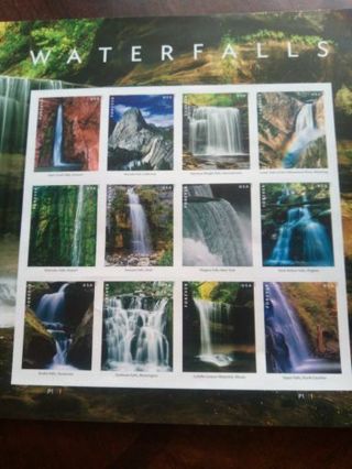 FOREVER US POSTAGE STAMPS... US WATERFALL'S.. FULL SHEET OF 12