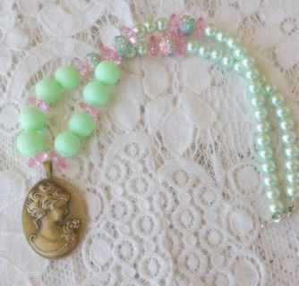Shabby chic reversible cameo pendant necklace