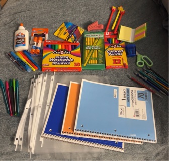 Mcncl, #2 & Color Pencils,Glue,Sheet Prtctors, Multi Color Pen,Markers,Highlighters,Post-It Notes..