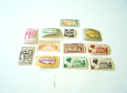 Guadeloupe Postage Stamps Set of 12 used and unused