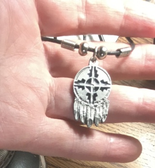 Vintage Sisk Native American Silver Amulet Necklace Signed