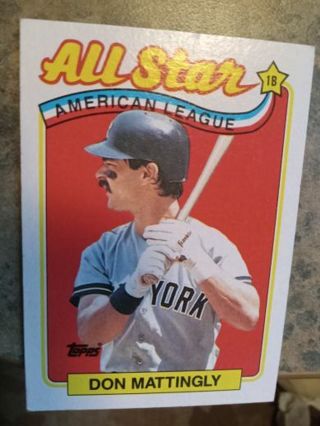 1989 TOPPS ALL STAR DON MATTINGLY NEW YORK YANKEES BASEBALL CARD# 397