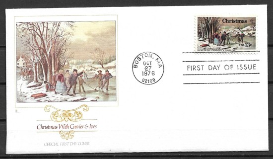 1976 Sc1702 Winter Pastime by N. Currier FDC