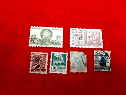   6  Different Mexico Postage Stamps.