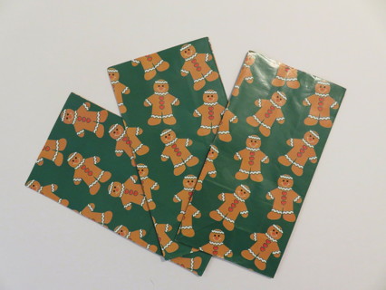 Three (3) Christmas Gift Bags Paper Gingerbread Men