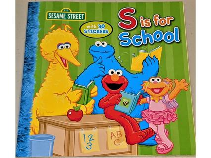 2012 Sesame Street S IS FOR SCHOOL - softcover - sheet of stickers - 24 pages - bright colors 