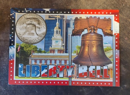 Half Dollar, Independence Hall, and Liberty Bell Postcard 