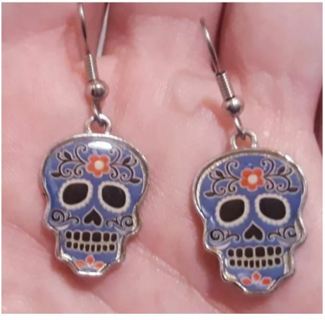 ヘ(◕。◕ヘ) Day of the Dead Sugar Skull Halloween Earrings