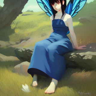 Listia Digital Collectible: Blue wing fairy with blue dress