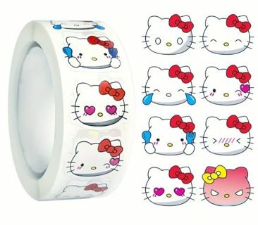 ↗️⭕(8) 1/2" HELLO KITTY STICKERS!!⭕(SET 2 of 2) PINK FACE