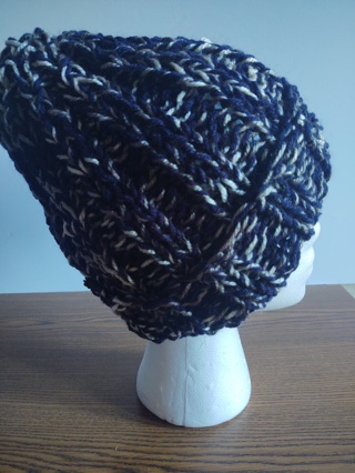 Hand Knit Black and Grey Ombre Hat 