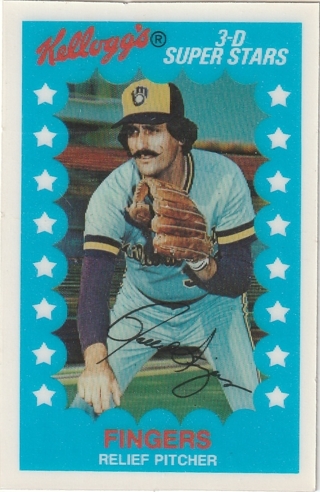 ROLLIE FINGERS 1982 KELLOGGS 3-D SUPERSTARS CARD # 7