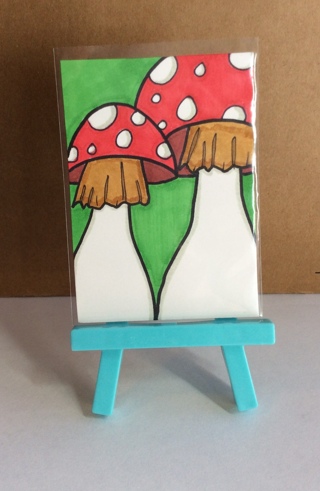 Two Mushrooms original drawing aceo Limited sale