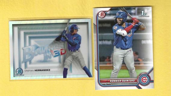 2022 Bowman Chrome Cristian Hernandez 3D Refractor +Ronnier Quintero Cubs Baseball Cards