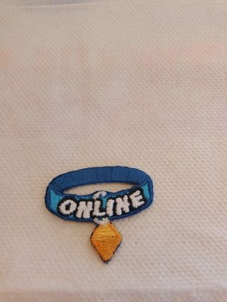 Blue "Online" Necklace Iron-on Patch