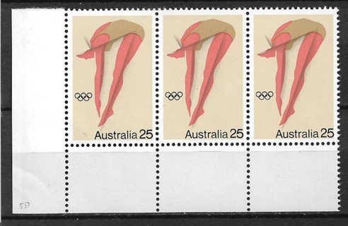 1976 Australia Sc639 Olympics: Woman Diver MNH strip of 3