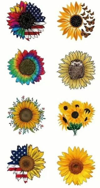 ↗️⭕(10) 1" COLORFUL SUNFLOWER STICKERS!! (SET 3 of 4)