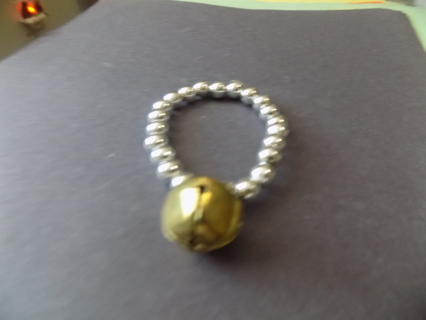 Bracelet silver beads and 1 gold jingle bell 