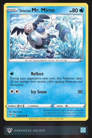 2020 Pokémon "Galarian Mr. Mime" #035/189 Card