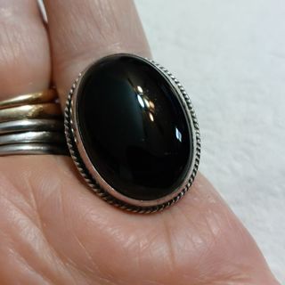 Huge onyx sterling silver ring size 6.5, retails $64