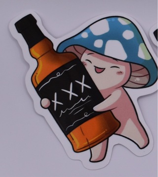 Cute Mushroom Sticker - Whiskey - Bourbon