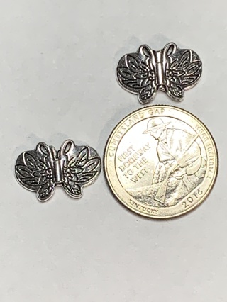 BUTTERFLY CHARMS~#12~SILVER~SET OF 2 CHARMS~SET 3~FREE SHIPPING!