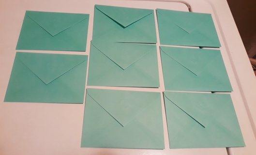 8 Light Blue/Turquoise Envelopes (notecard size)