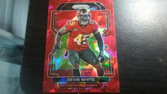2021 PANINI PRIZM RED CRACKED ICE DEVIN WHITE TAMPA BAY BUCCANEERS FOOTBALL CARD# 296
