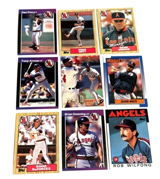 9 Card Lot- Angels- Davis,White,Witt,Mauch,Armas,DeCinces,Downing