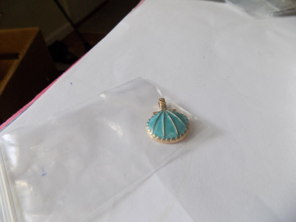 Large blue enameled clam sea shell shape charm