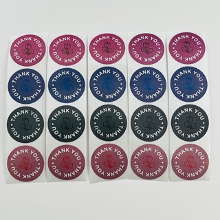Pink, Blue, Green & Plum Round Thank You Stickers 