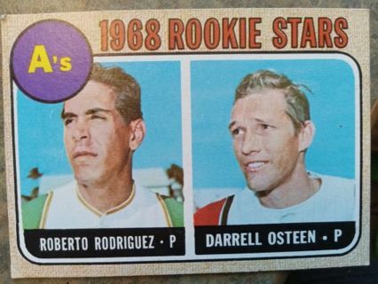 1968 T.C.G. OAKLAND ATHLETICS ROOKIE STARS RODRIGUEZ/OSTEEN BASEBALL CARD# 199