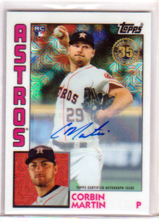 Corbin Martin,  2019 Topps  AUTOGRAPHED ROOKIE Card #T84U-`19,  Houston Astros,  24/63,  (EL)