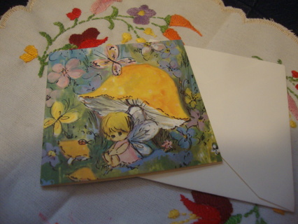 Fairy in the Garden ~ Lilac Hedge Vintage Blank Card ~ Free Shipping