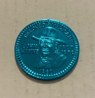 Vintage Blue 1980 John Wayne Western Cowboy Coin Token