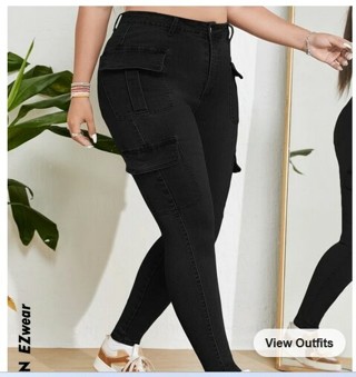 SHEIN EZwear Plus High Waist Flap Pocket Skinny Jeans size: 1xl