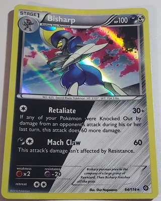 ⚡ Pokemon Card Bisharp 64/114 Holo ⚡ 100 HP XY Steam Siege Cosmos