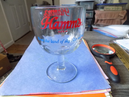 Vintage Hamms Beer Glass Goblet Stemware From the Land of sky blue waters 6 in tall