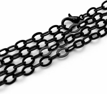  4x6mm 24nch Dark Black Cable Chain Necklace Lot 2 (PLEASE READ DESCRIPTION) 
