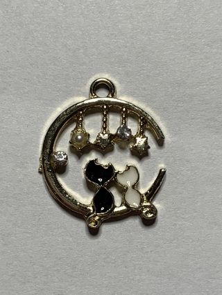 ♡MOON CAT LOVE CHARM~#5~BLACK AND WHITE CATS~FREE SHIPPING♡