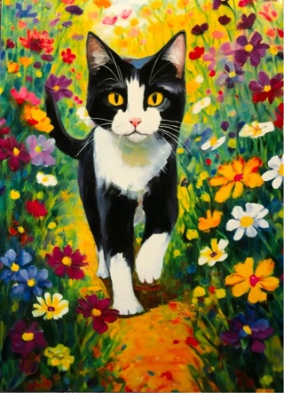 Tuxedo Cat with Flowers - 3 x 5” MAGNET - GIN ONLY