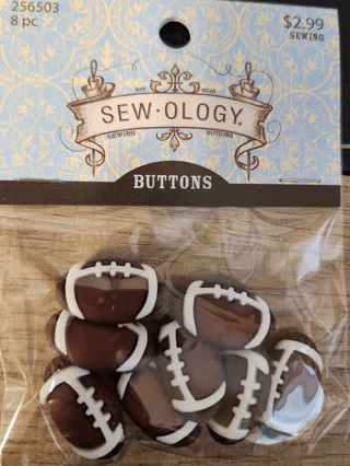 RESERVED - NEW - Sew-Ology - Football Buttons - 8 in package 