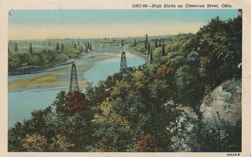 Vintage Used Postcard: gin y: 1920 High Bluffs on Cimarron  River, OK