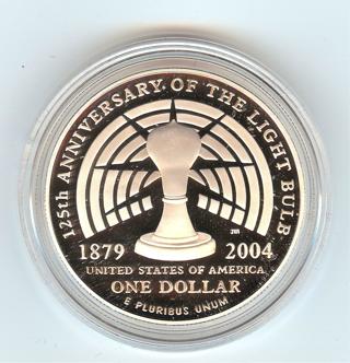 2004 Thomas Alva Edison Proof PRDCAM Commemorative US Mint Coin 90% Silver Dollar