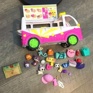 Shopkins Ice Cream Bus Van Car Toy Play Set S3 Food Truck Truck 10" with Extras