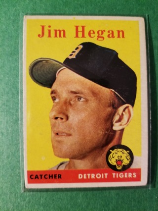 1958 - TOPPS EXMT - NRMT BASEBALL - CARD NO - 345 - JIM HEGAN - TIGERS