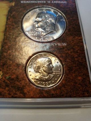 1978-D EISENHOWER AND 1980-D SUSAN B ANTHONY DOLLARS..BOTH (BU). IN STAND UP CASE